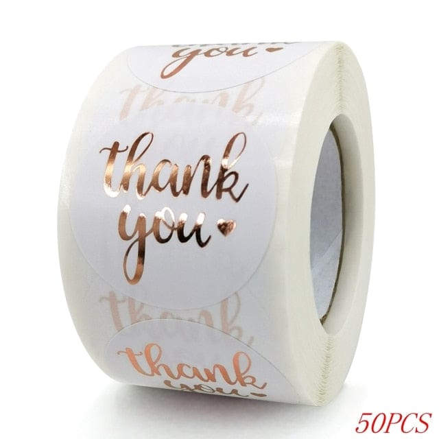50-500pcs 1inch "Thank You" Stickers