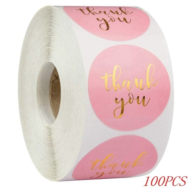 50-500pcs 1inch "Thank You" Stickers