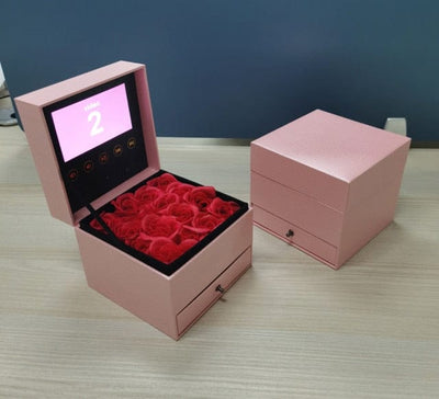 High Quality Luxury Box Video Screen Prensentation Art Style Video Jewelry Watch Advertising Display Lcd Screen Pink Gift Box