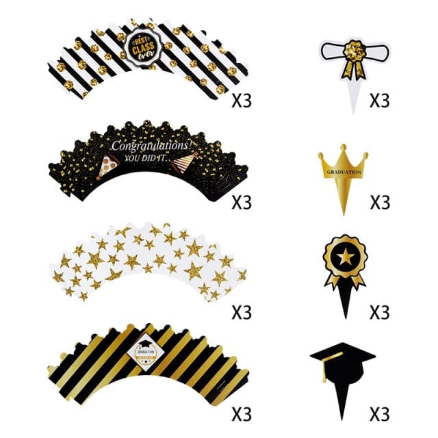 24pcs/set Graduation Party Cupcake Wrappers