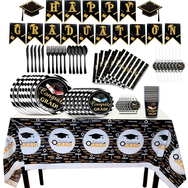 Graduation Season Holiday Party Disposable Tableware Supplies Show Paper Plate Cup Paper Towel BAG